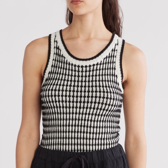 BLUE PEPPER black and white stripe Knit Sleeveless Sweater/size L - Picture 1 of 10